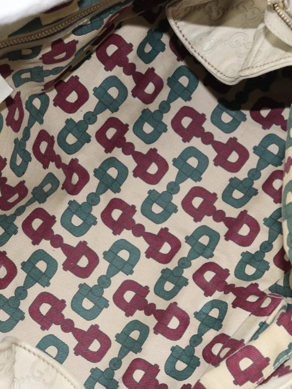 GUCCI GG Canvas Guccissima Histeria Bag Leather Ivory Gold 197020 Auth 159286 - Picture 12 of 16